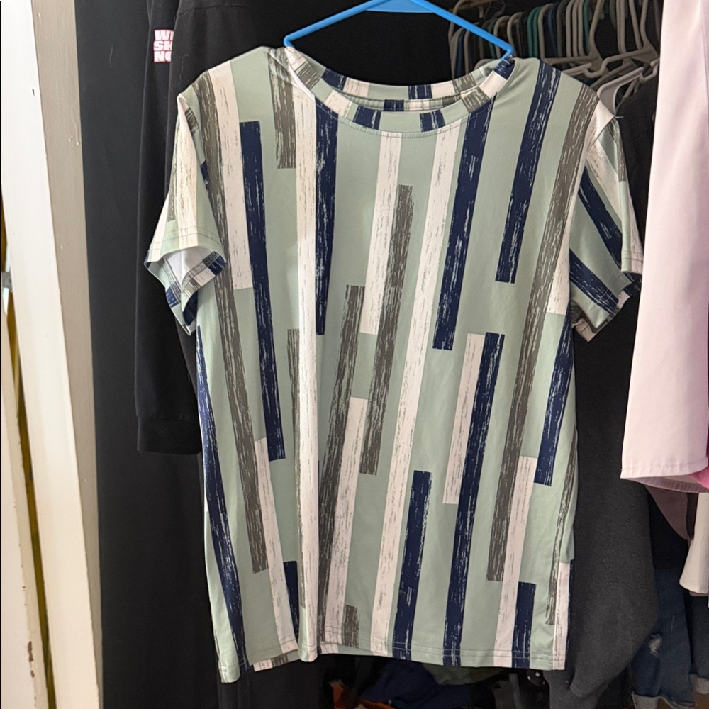 SHEIN Blue and White Striped Top